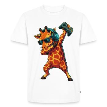 Gamer Giraffe Playing Video Games Art - Men's Premium Organic T-Shirt - white - Front - Nico (187cm)