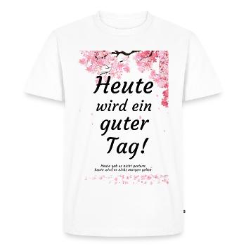 Aujourd’hui sera une bonne journée, motivation pour les fleurs de cerisier - T-shirt Premium bio Homme - blanc - Devant - Nico (187cm)