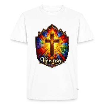 he is risen - Men's Premium Organic T-Shirt - white - Front - Nico (187cm)