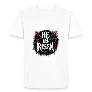 he is risen - Men's Premium Organic T-Shirt - white - Front - Nico (187cm)