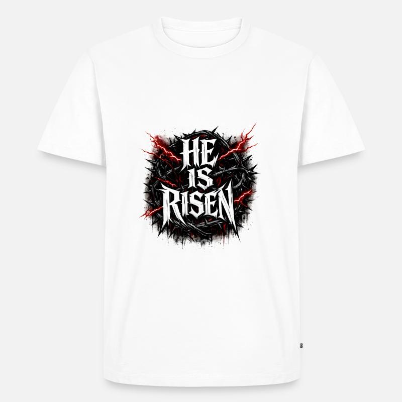 he is risen  - Männer Premium Bio T-Shirt - Weiß