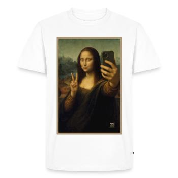 Portrait selfie de la Joconde - T-shirt Premium bio Homme - blanc - Devant - Nico (187cm)