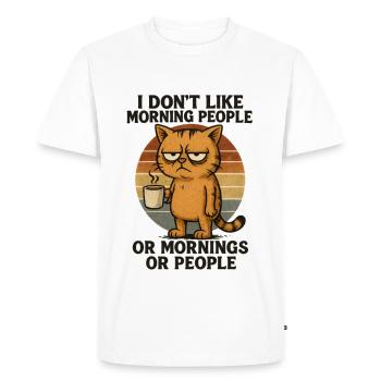 Morning grouch coffee is broken funny cats - Men's Premium Organic T-Shirt - white - Front - Nico (187cm)