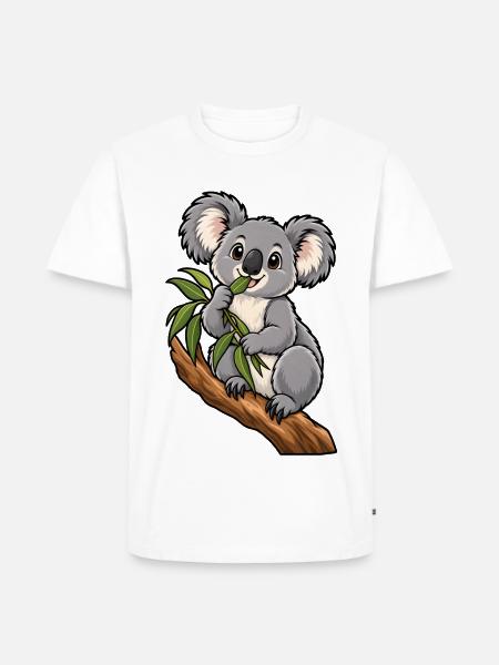 Süßer Koala beim Eukalyptus Essen - Männer Premium Bio T-Shirt - Weiß