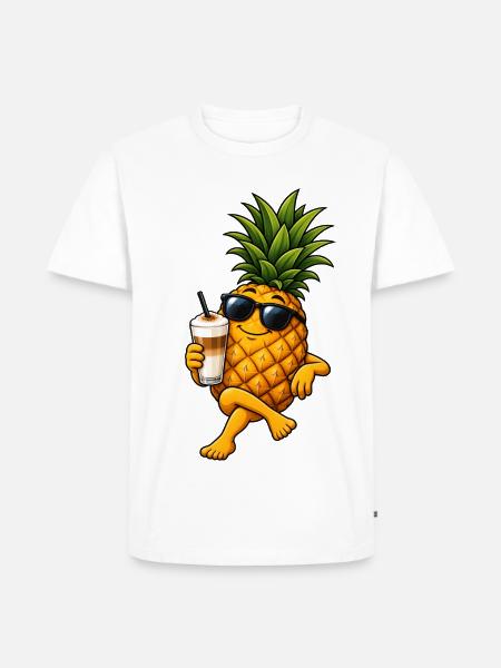 Ananas mit Latte Macchiato - Männer Premium Bio T-Shirt - Weiß