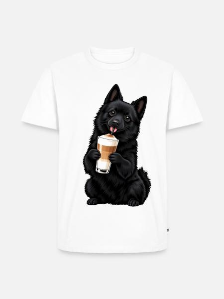 Schipperke mit Latte Macchiato - Männer Premium Bio T-Shirt - Weiß