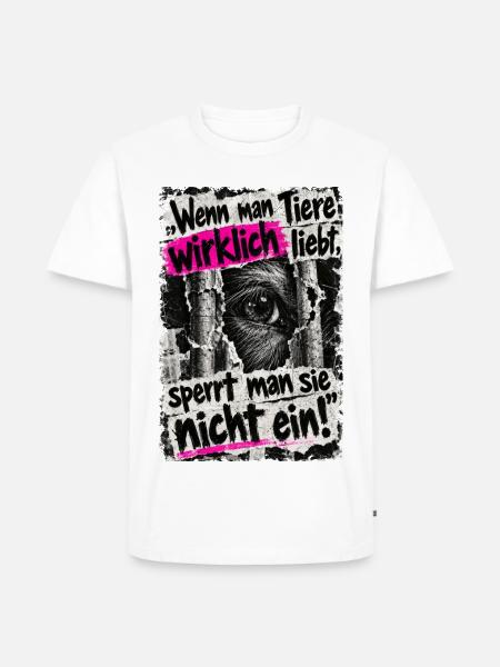 Tiere nicht einsperren - Männer Premium Bio T-Shirt - Weiß