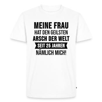 Mariage argenté Anniversaire de mariage Cadeau d’argent - T-shirt Premium bio Homme - blanc - Devant - Nico (187cm)