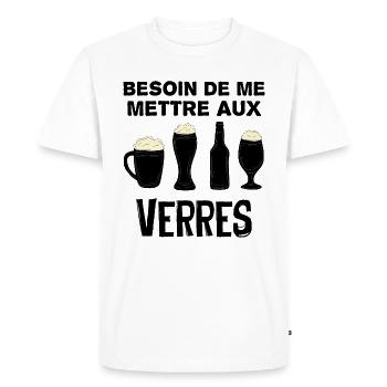 Humour Apéro Besoin De Me Mettre Aux Verres - T-shirt Premium bio Homme - blanc - Devant - Nico (187cm)
