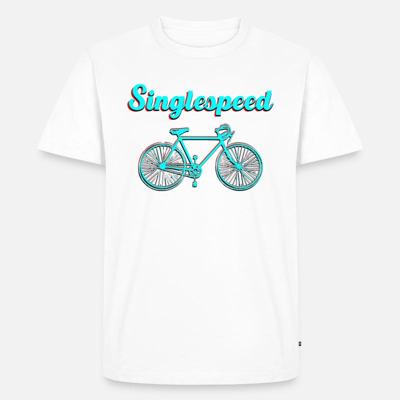 Rennrad singlespeed - Männer Premium Bio T-Shirt - Weiß