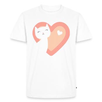 Cute cat kitten in heart motif - Men's Premium Organic T-Shirt - white - Front - Nico (187cm)