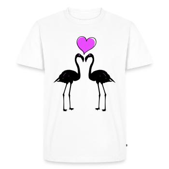 Couple d’amour flamant rose - T-shirt Premium bio Homme - blanc - Devant - Nico (187cm)