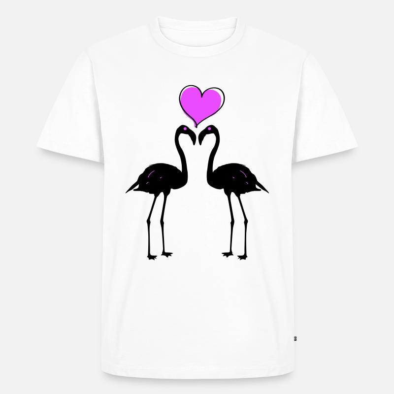 Flamingo Liebe Paar - Männer Premium Bio T-Shirt - Weiß