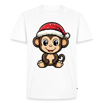 Singe Noël Noël - T-shirt Premium bio Homme - blanc - Devant - Nico (187cm)
