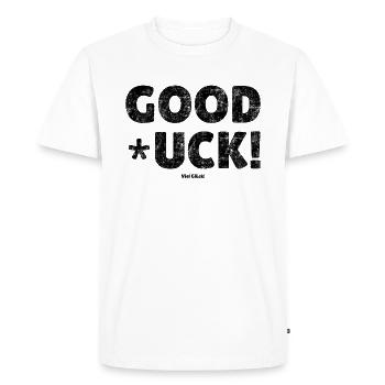 Good *! luck saying in German: Good luck! - Men's Premium Organic T-Shirt - white - Front - Nico (187cm)