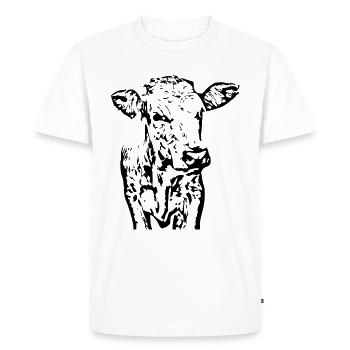 T-shirt vache personnalisé pour cadeau fermier - T-shirt Premium bio Homme - blanc - Devant - Nico (187cm)