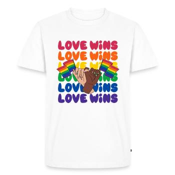 L’amour LGBTQ remporte la Gay Pride pour l’égalité - T-shirt Premium bio Homme - blanc - Devant - Nico (187cm)