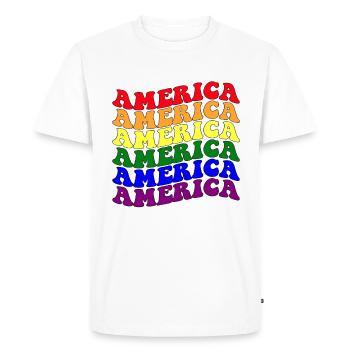 Amérique Merica Mois de la fierté LGBT - T-shirt Premium bio Homme - blanc - Devant - Nico (187cm)