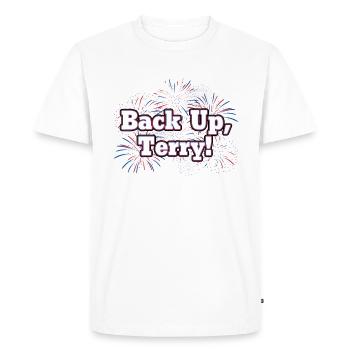 Sauvegarder Terry Funny 4 juillet - T-shirt Premium bio Homme - blanc - Devant - Nico (187cm)