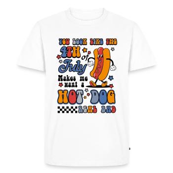 Hot Dog 4th of July American Patriotic - Men's Premium Organic T-Shirt - white - Front - Nico (187cm)