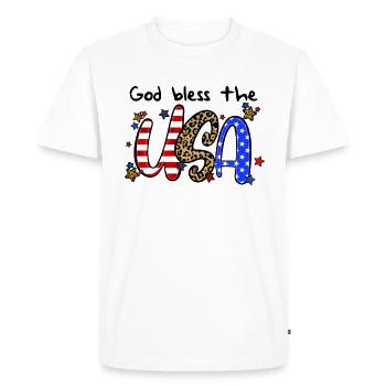 God Bless The USA 4th of July - Men's Premium Organic T-Shirt - white - Front - Nico (187cm)