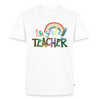 Leopard 1st Grade Teacher Rainbow - Men's Premium Organic T-Shirt - white - Front - Nico (187cm)