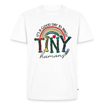 C’est une bonne journée pour enseigner aux petits humains le léopard - T-shirt Premium bio Homme - blanc - Devant - Nico (187cm)