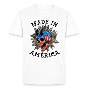 Skull Made In America Drôle 4 juillet - T-shirt Premium bio Homme - blanc - Devant - Nico (187cm)