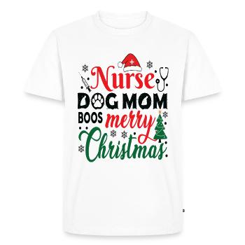 Infirmière Chien Maman Joyeux Noël Drôle d’infirmière - T-shirt Premium bio Homme - blanc - Devant - Nico (187cm)
