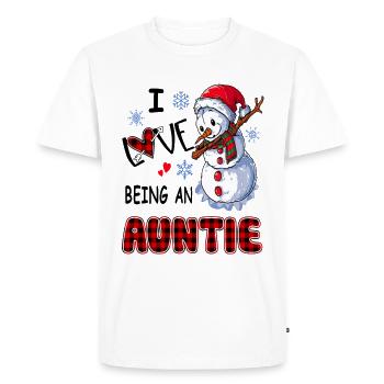 Chirstmas Bonhomme de neige J’aime être une tante - T-shirt Premium bio Homme - blanc - Devant - Nico (187cm)
