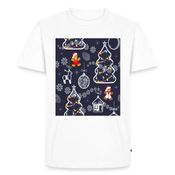 Seamless Festive Pattern With Christmas Tree - Men's Premium Organic T-Shirt - white - Front - Nico (187cm)