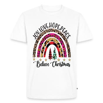 Joie Amour Espoir Paix Croire Noël - T-shirt Premium bio Homme - blanc - Devant - Nico (187cm)