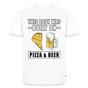 Ce corps a été construit sur la bière à pizza - T-shirt Premium bio Homme - blanc - Devant - Nico (187cm)