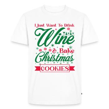 Je veux juste boire du vin et faire des biscuits - T-shirt Premium bio Homme - blanc - Devant - Nico (187cm)
