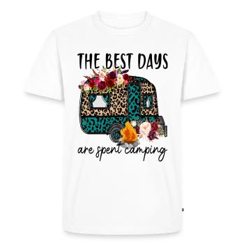 Les meilleurs jours sont passés en camping - T-shirt Premium bio Homme - blanc - Devant - Nico (187cm)