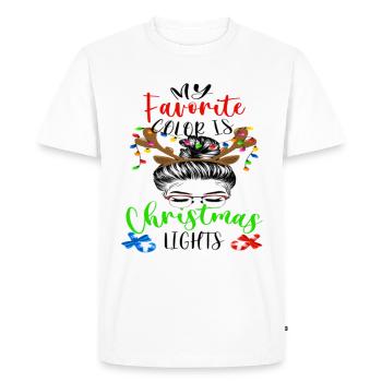 Ma couleur préférée est le chignon désordonné des lumières de Noël - T-shirt Premium bio Homme - blanc - Devant - Nico (187cm)