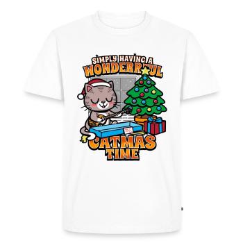 Noël merveilleux temps de Catmas - T-shirt Premium bio Homme - blanc - Devant - Nico (187cm)