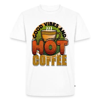 Good Vibes And Hot Coffee - Men's Premium Organic T-Shirt - white - Front - Nico (187cm)
