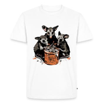 Opossums mangeant des ordures dans une poubelle - T-shirt Premium bio Homme - blanc - Devant - Nico (187cm)