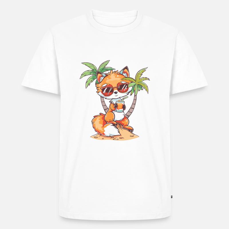 Fuchs Insel Sommer Palme - Männer Premium Bio T-Shirt - Weiß