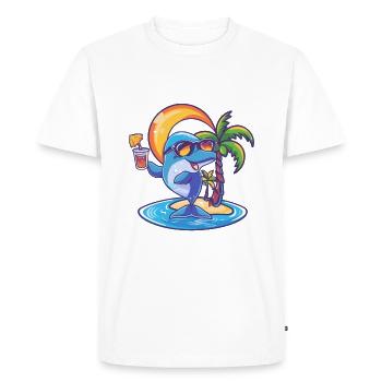 Dolphin Summer Holiday - Men's Premium Organic T-Shirt - white - Front - Nico (187cm)