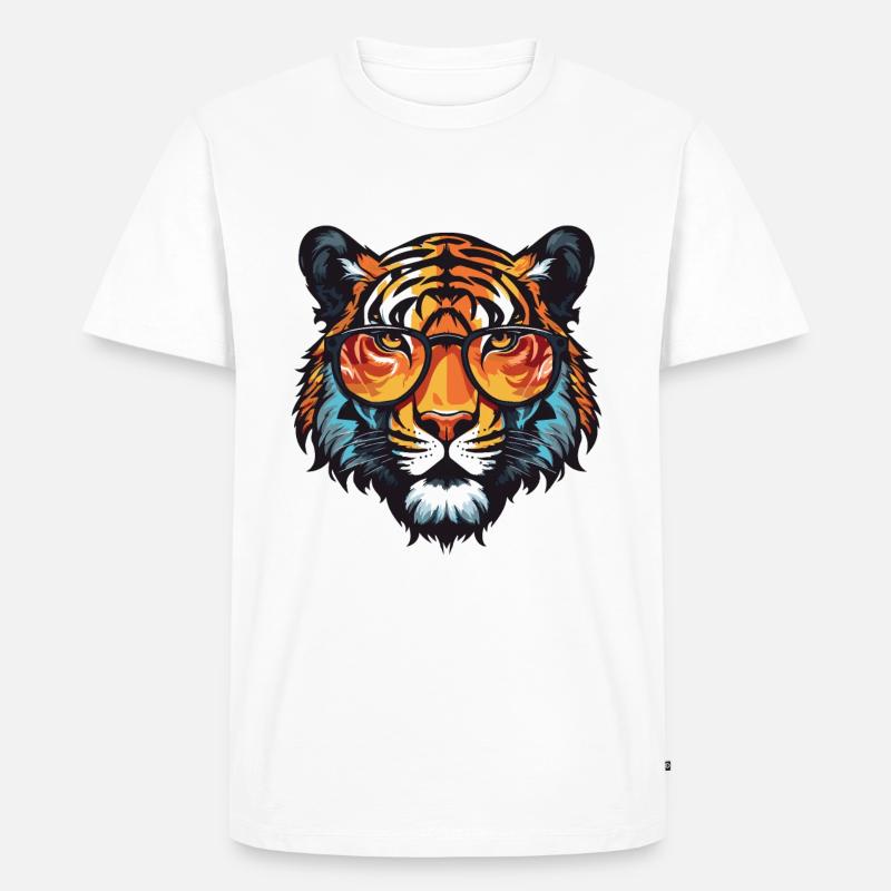 Tiger Kopf Cool - Männer Premium Bio T-Shirt - Weiß