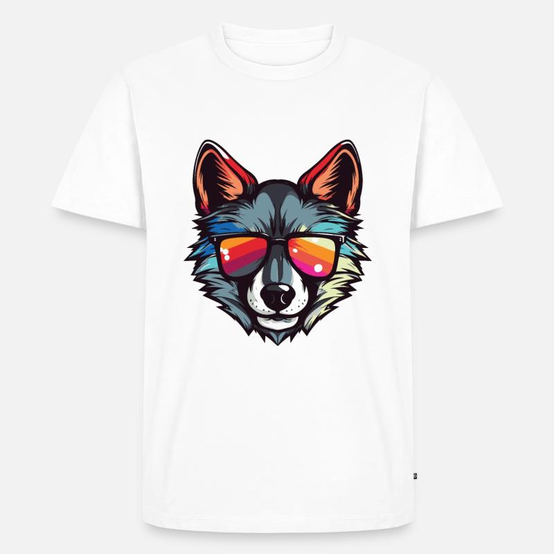 Wolf Kopf Cool - Männer Premium Bio T-Shirt - Weiß