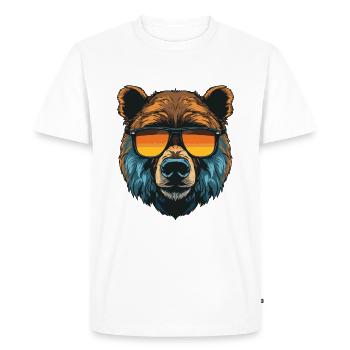 Tête d’ours cool - T-shirt Premium bio Homme - blanc - Devant - Nico (187cm)