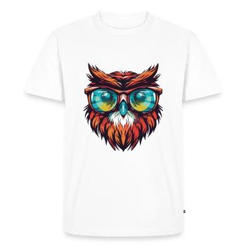 Tête de hibou Cool - T-shirt Premium bio Homme - blanc - Devant - Nico (187cm)