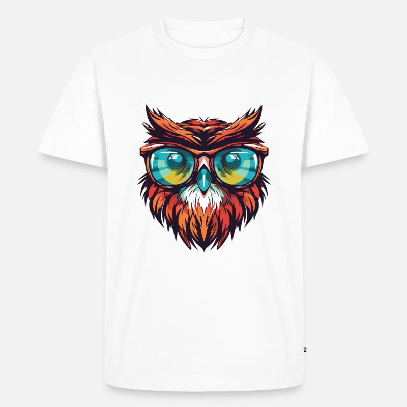 Eule Kopf Cool - Männer Premium Bio T-Shirt - Weiß