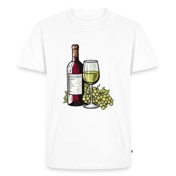 Wine Glass Grapes Wine - Men's Premium Organic T-Shirt - white - Front - Nico (187cm)