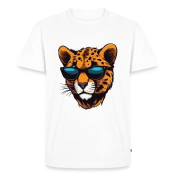 Fête Cheetah Cool Head - T-shirt Premium bio Homme - blanc - Devant - Nico (187cm)