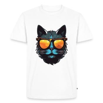 Cat Cool Head Party - Men's Premium Organic T-Shirt - white - Front - Nico (187cm)