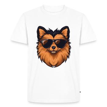 Pomeranian Dog Pomeranian Cool - Men's Premium Organic T-Shirt - white - Front - Nico (187cm)